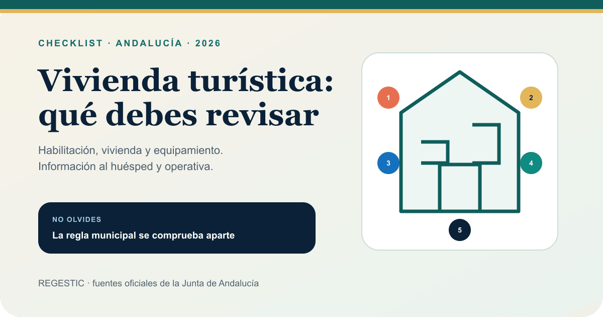 Checklist en cinco bloques para revisar una vivienda turística de Andalucía.