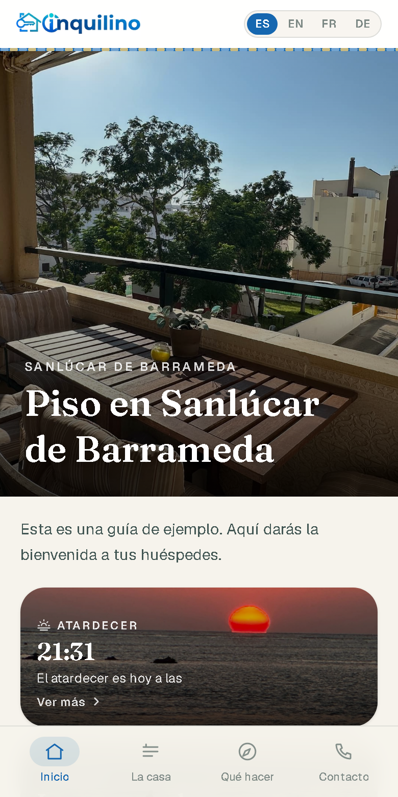 Guía digital de un alojamiento creada con Regestic